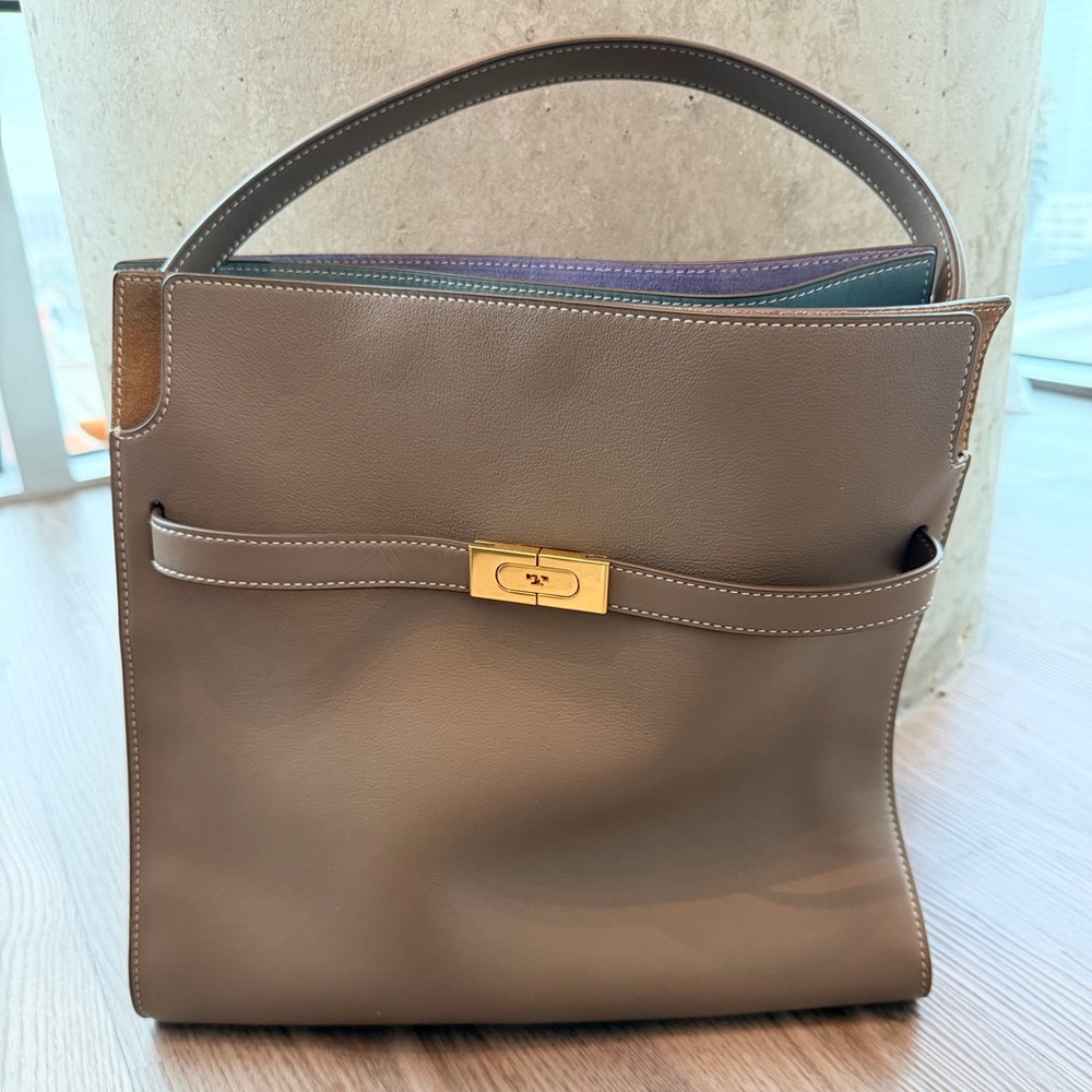 Tory Burch Lee Radziwill Double Bag in Clam Shell, O/S size